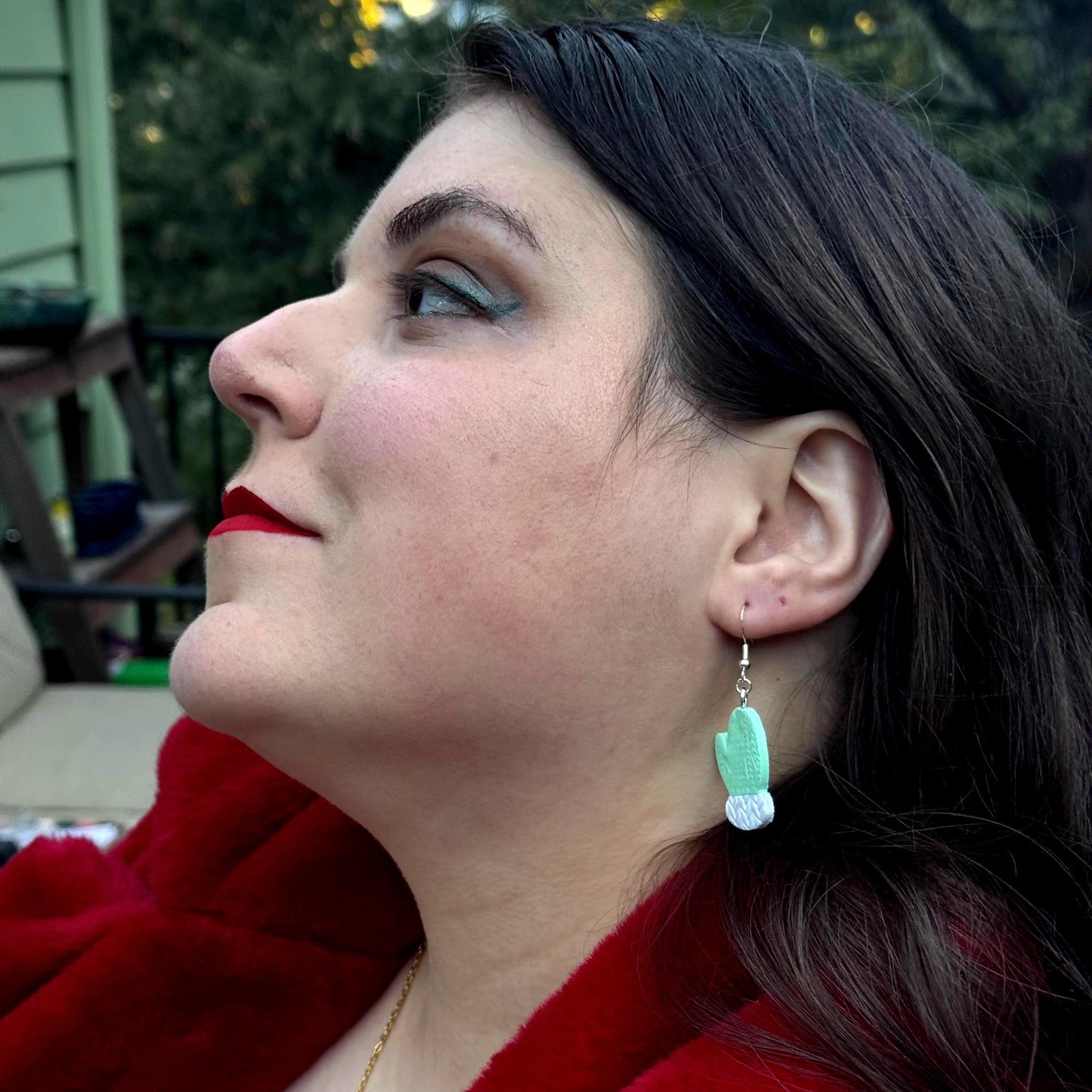 Knitted Mittens Dangle Earrings