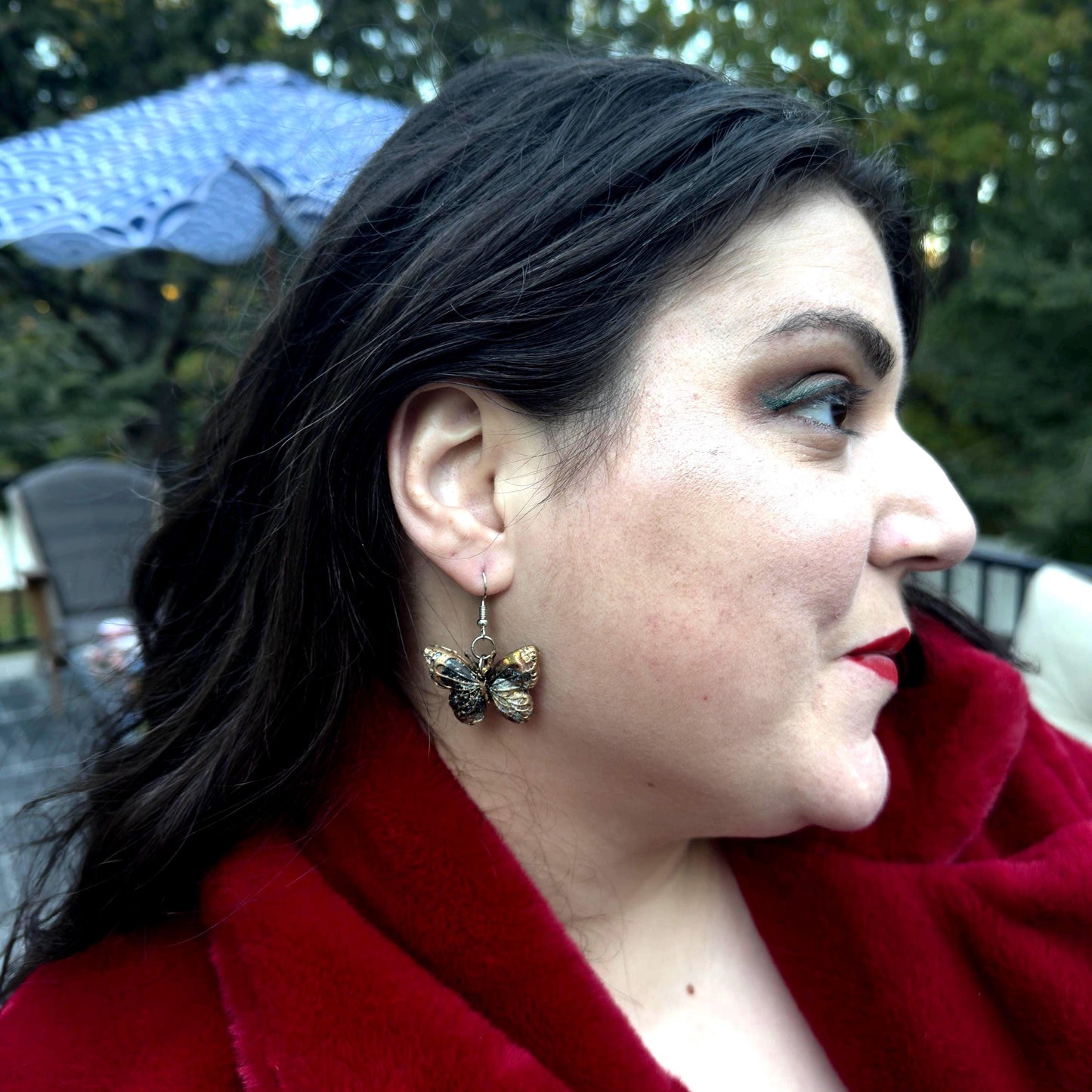 Multicolored Open Wing Butterfly Earrings