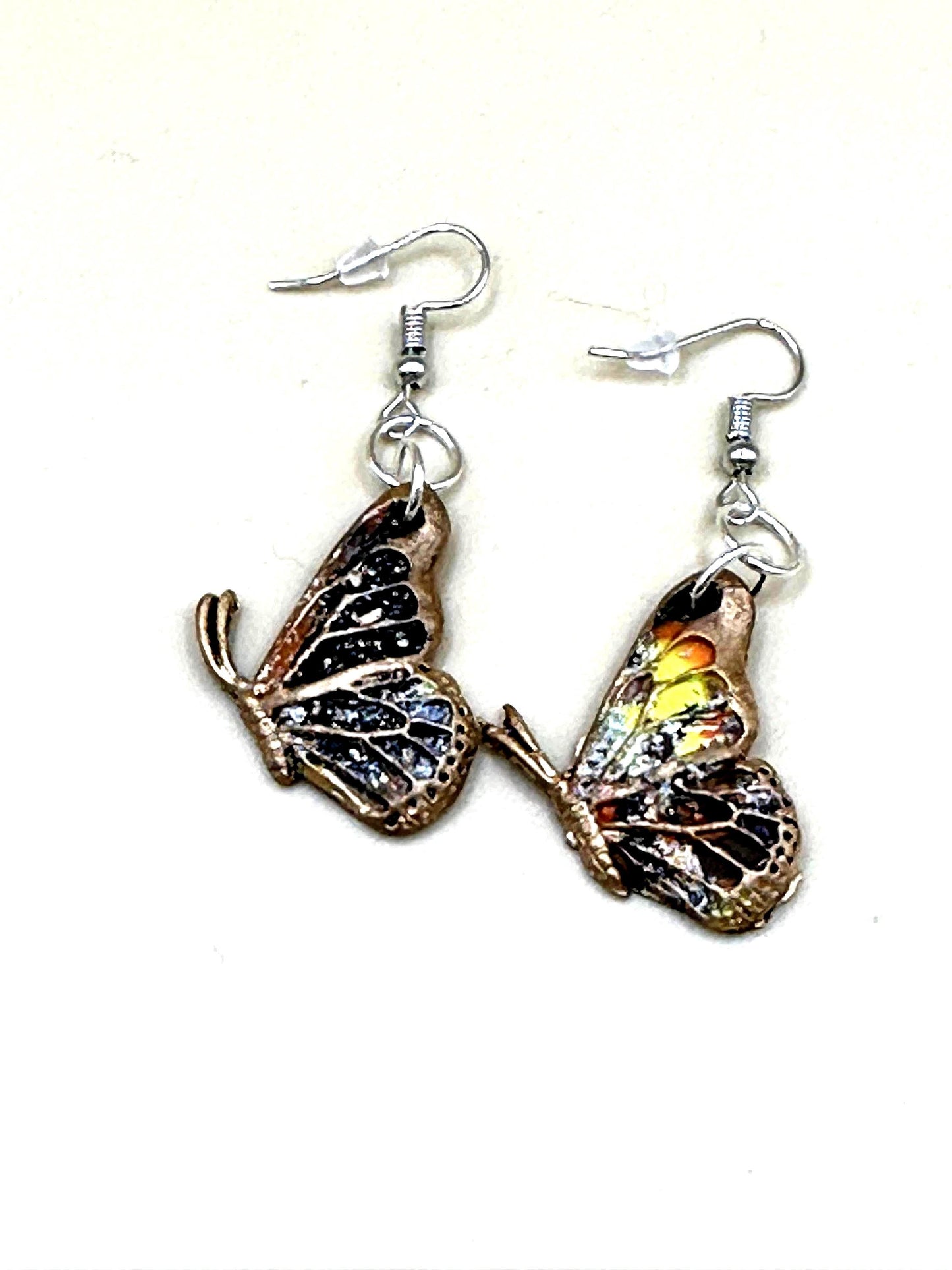 Multicolored Closed Wing Butterfly Earrings