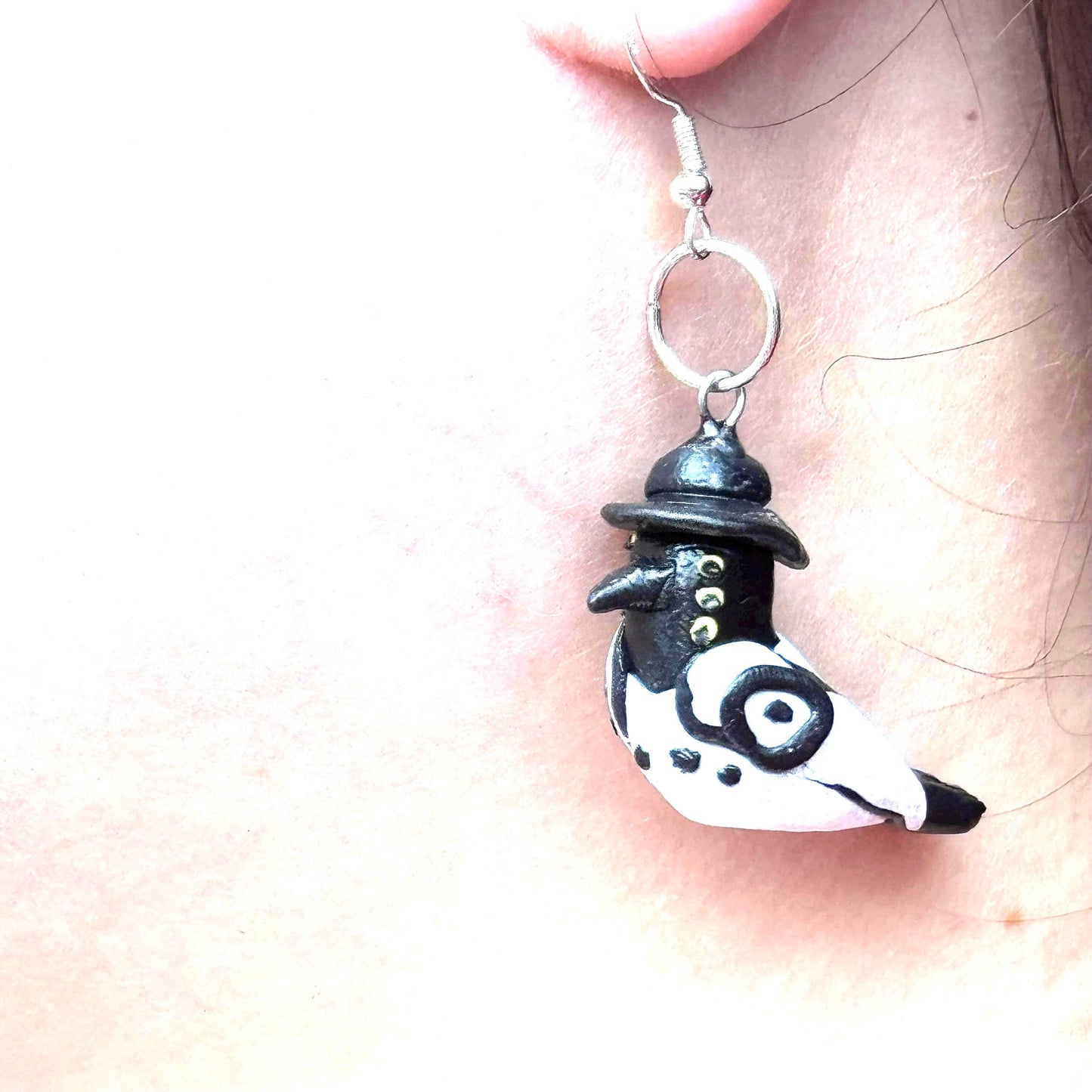 Handmade Magpie Earrings with Hat | Polymer Clay Kpop Jewelry