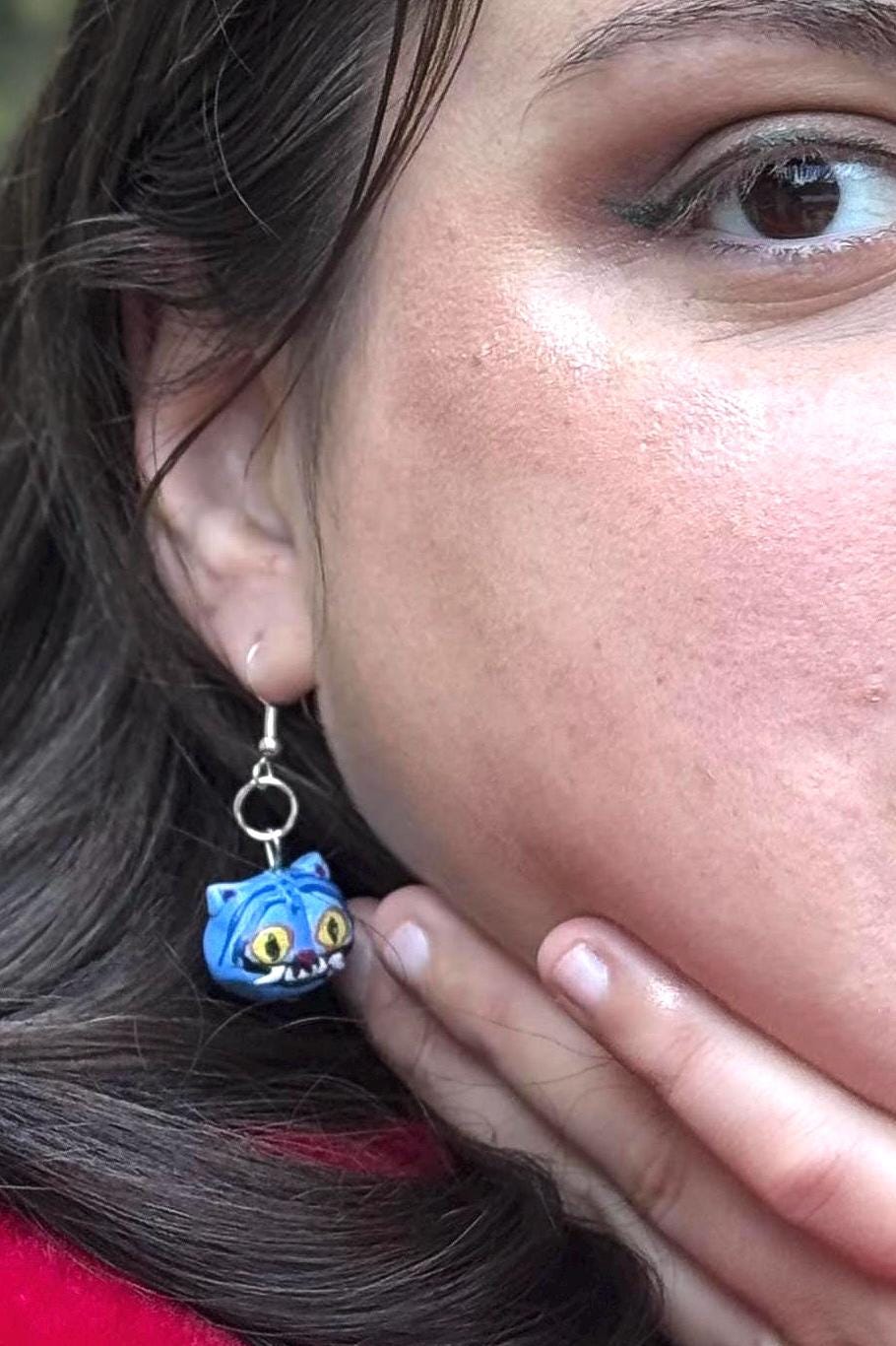 Handmade Derpy Tiger Kpop Demon Hunter Earrings | Cute Polymer Clay Earrings | Handmade Kpop Jewelry | Kawaii Gift for Fans | Clay Dangles