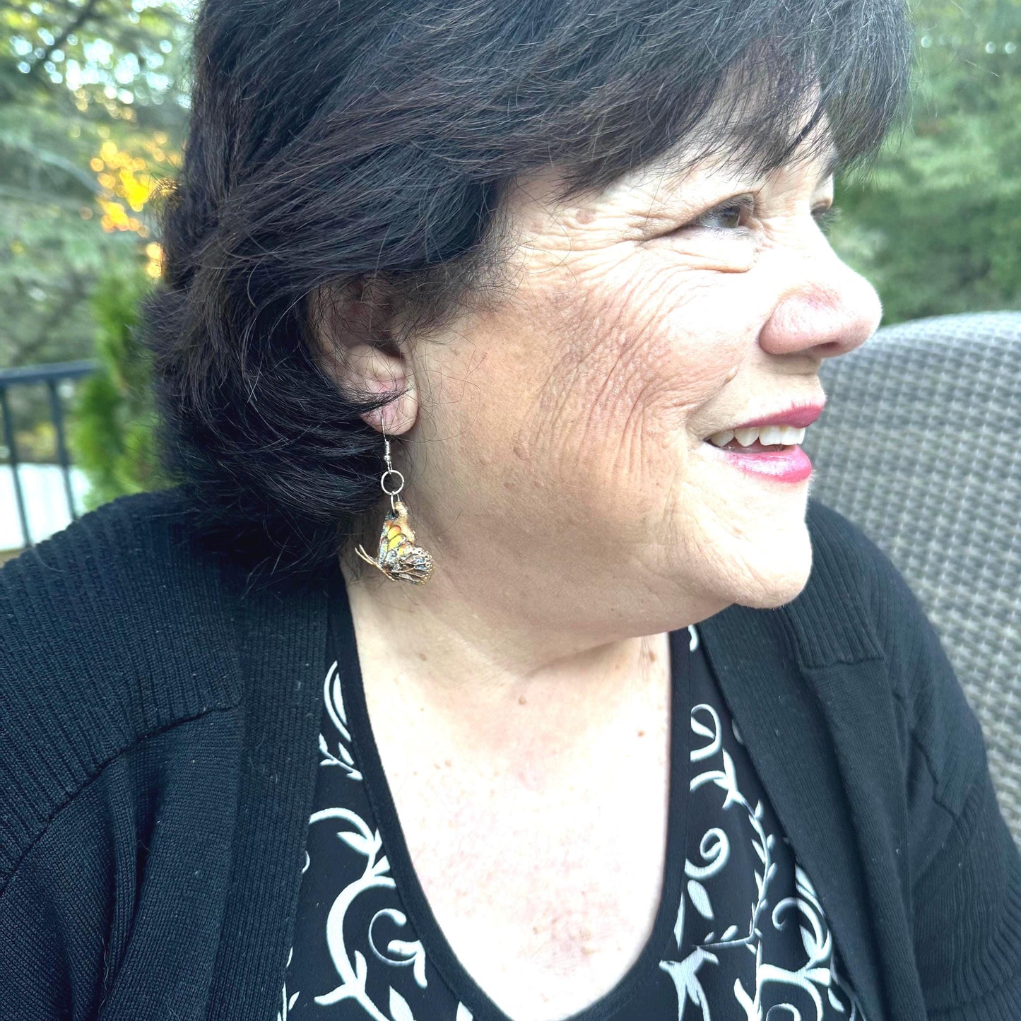 Multicolored Closed Wing Butterfly Earrings